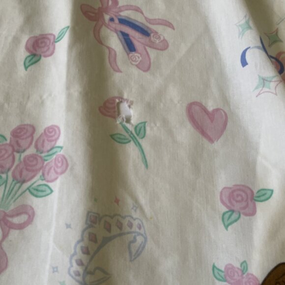 Vintage Dan River Barbie Flat Sheet Twin Size Floral & Ballerina Print Fabric - Picture 2 of 9